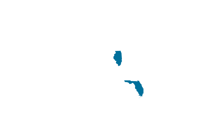 Real Estate in Florida and Illinois (USA State Map)