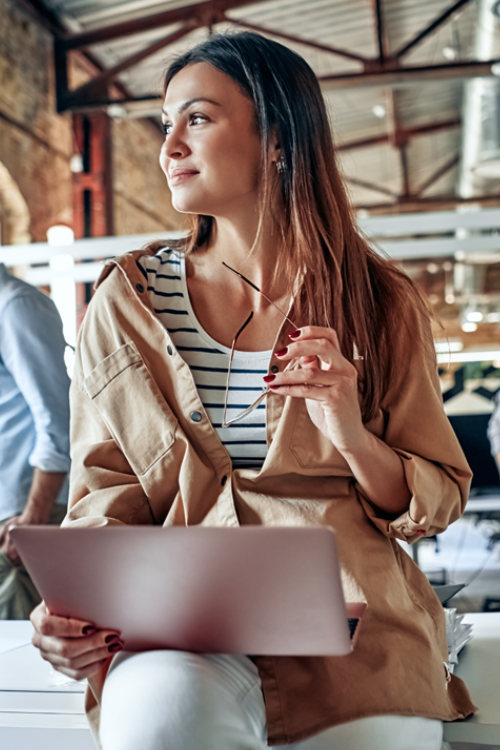 Post-License (Woman with a Laptop)